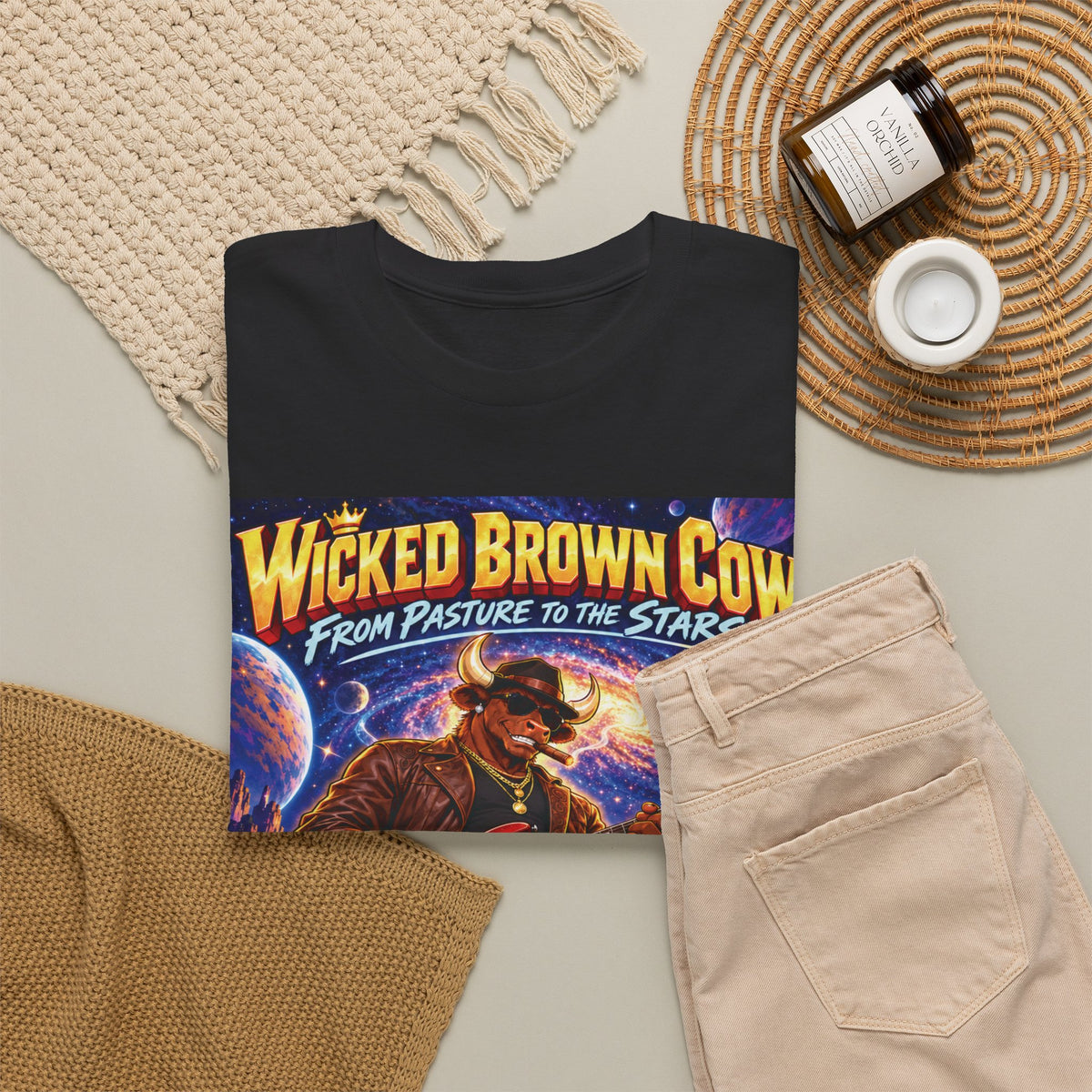 Wicked Brown Cow From Pasture to the Stars Comic Cover Tee
