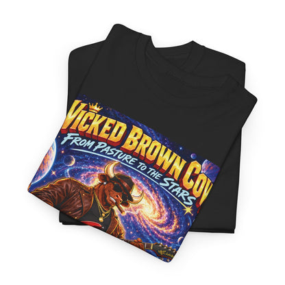 Wicked Brown Cow From Pasture to the Stars Comic Cover Tee