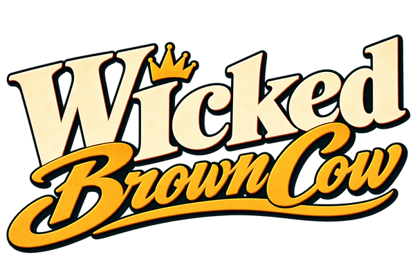 Wicked Brown Cow cream and gold logotype